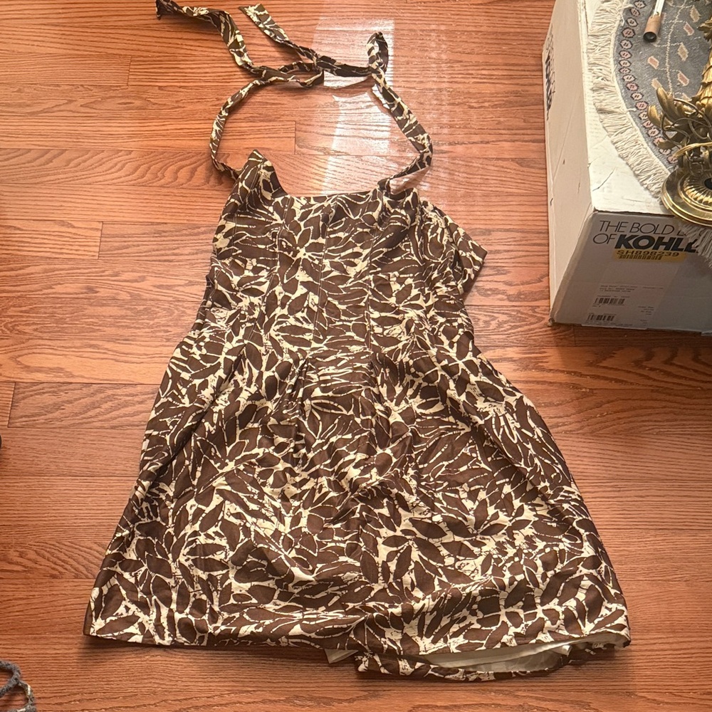 Evan Picone Brown and Cream Patterned Dress